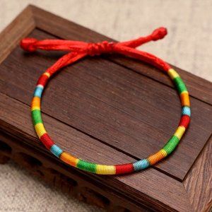2pcs Handmade String Bracelet for Women Men Girls Boys Colorful Simple Braided